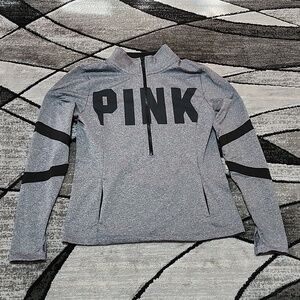 VINTAGE VS PINK 2016 ULTIMATE HALF-ZIP THUMB-HOLE FLEECE LINED SHIRT JAC…